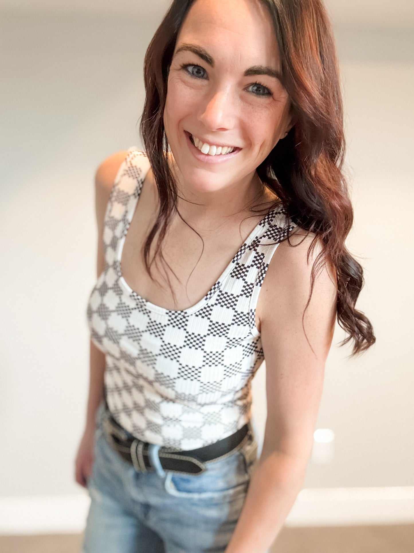 Checkered Cropped Tank Top