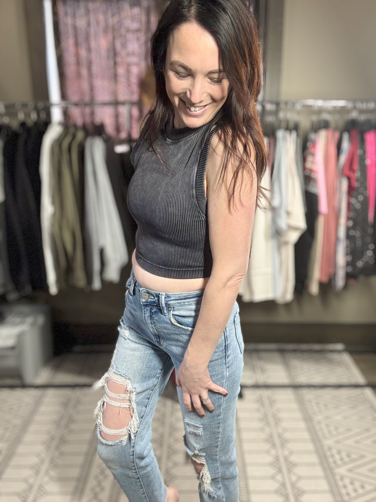 Skye PADDED High Neck Crop Tank