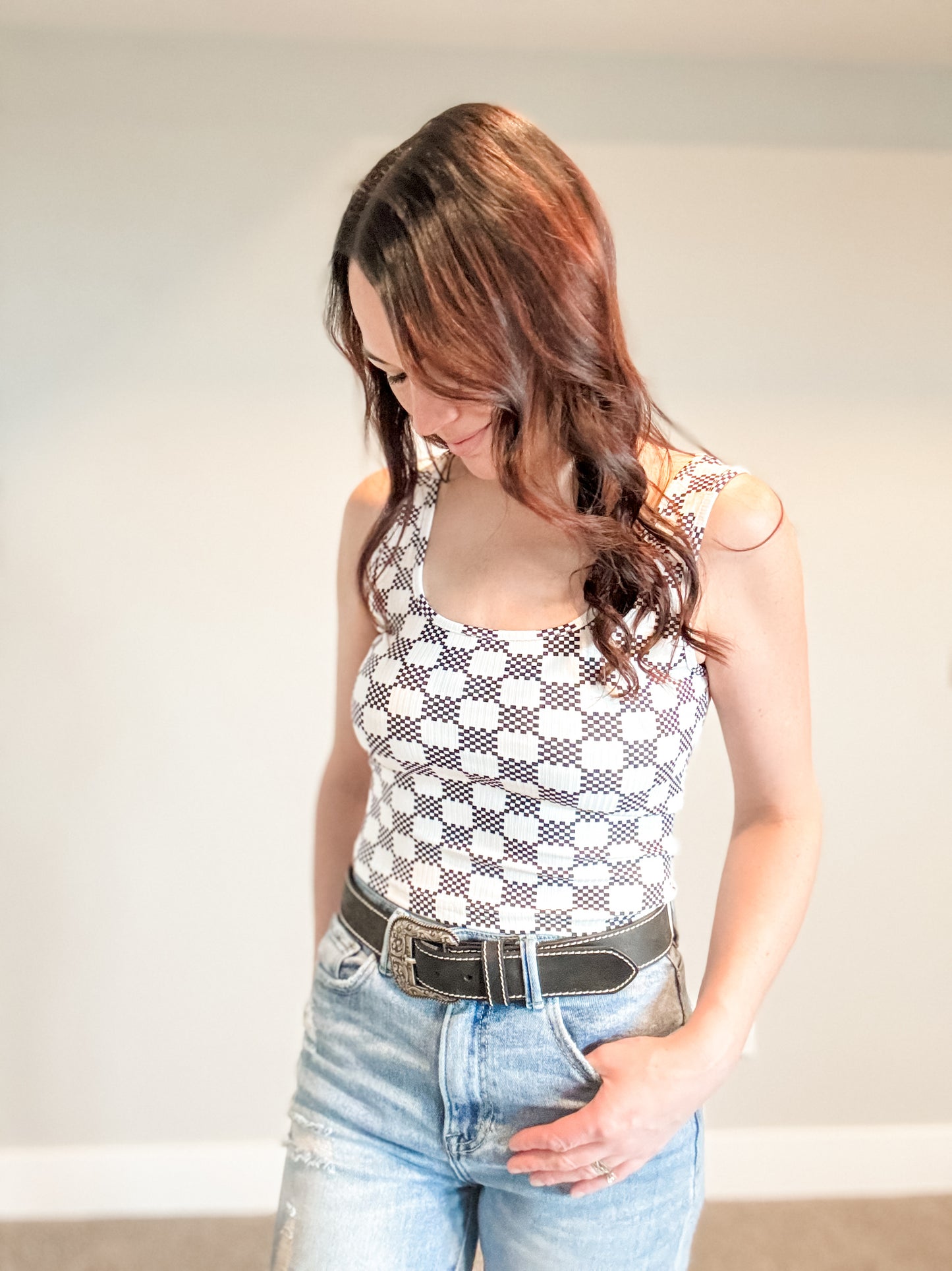 Checkered Cropped Tank Top