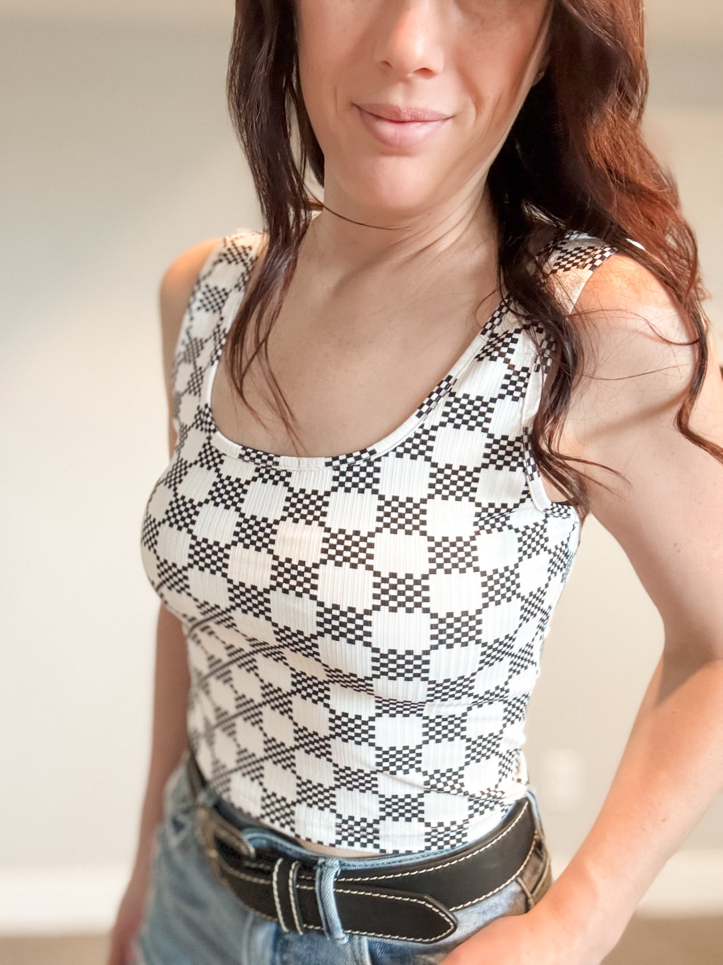 Checkered Cropped Tank Top