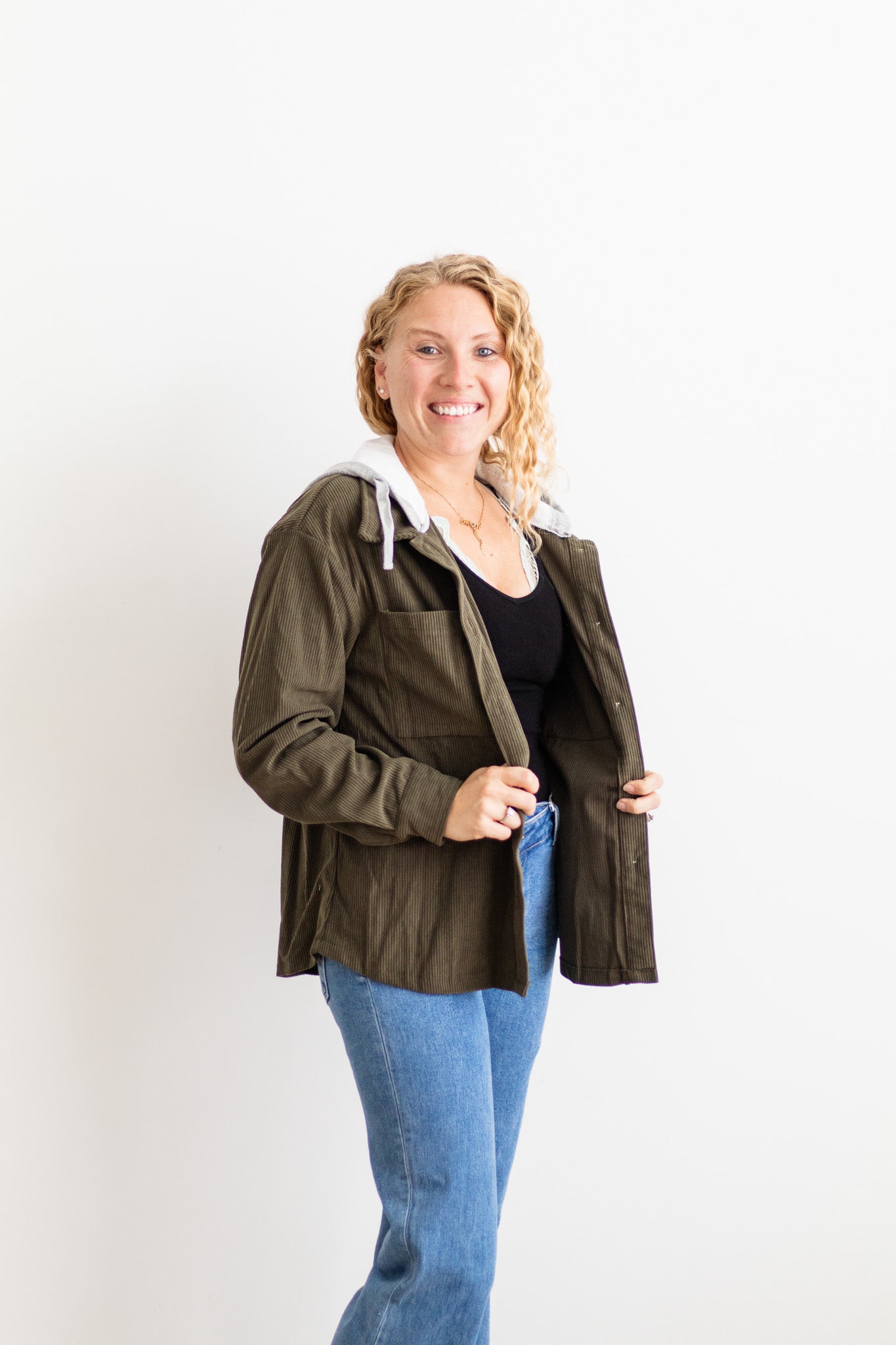 Hooded Corduroy Shacket