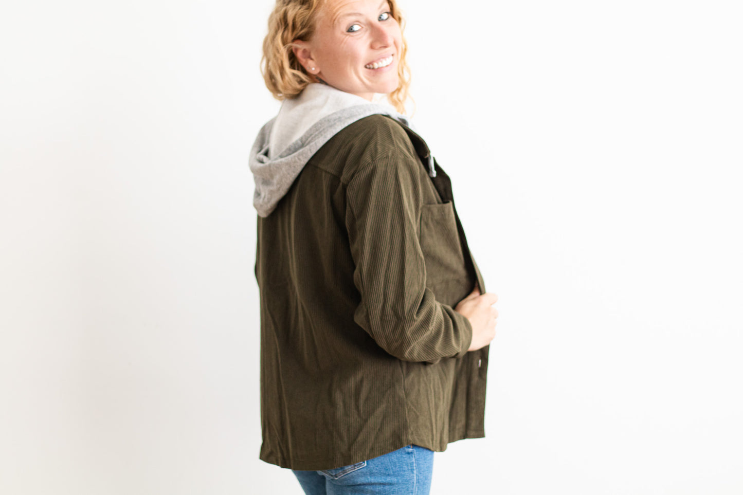 Hooded Corduroy Shacket