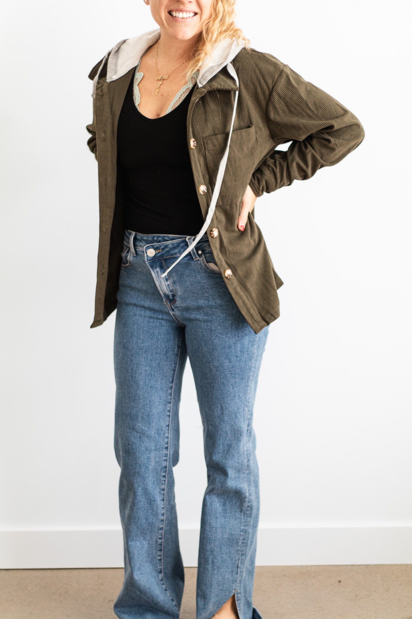 Hooded Corduroy Shacket