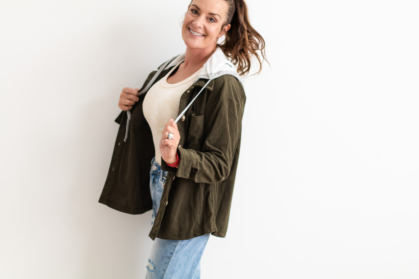 Hooded Corduroy Shacket