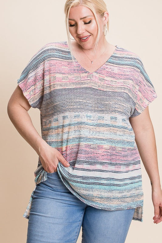 Lily Multicolor Knit Curvy Top