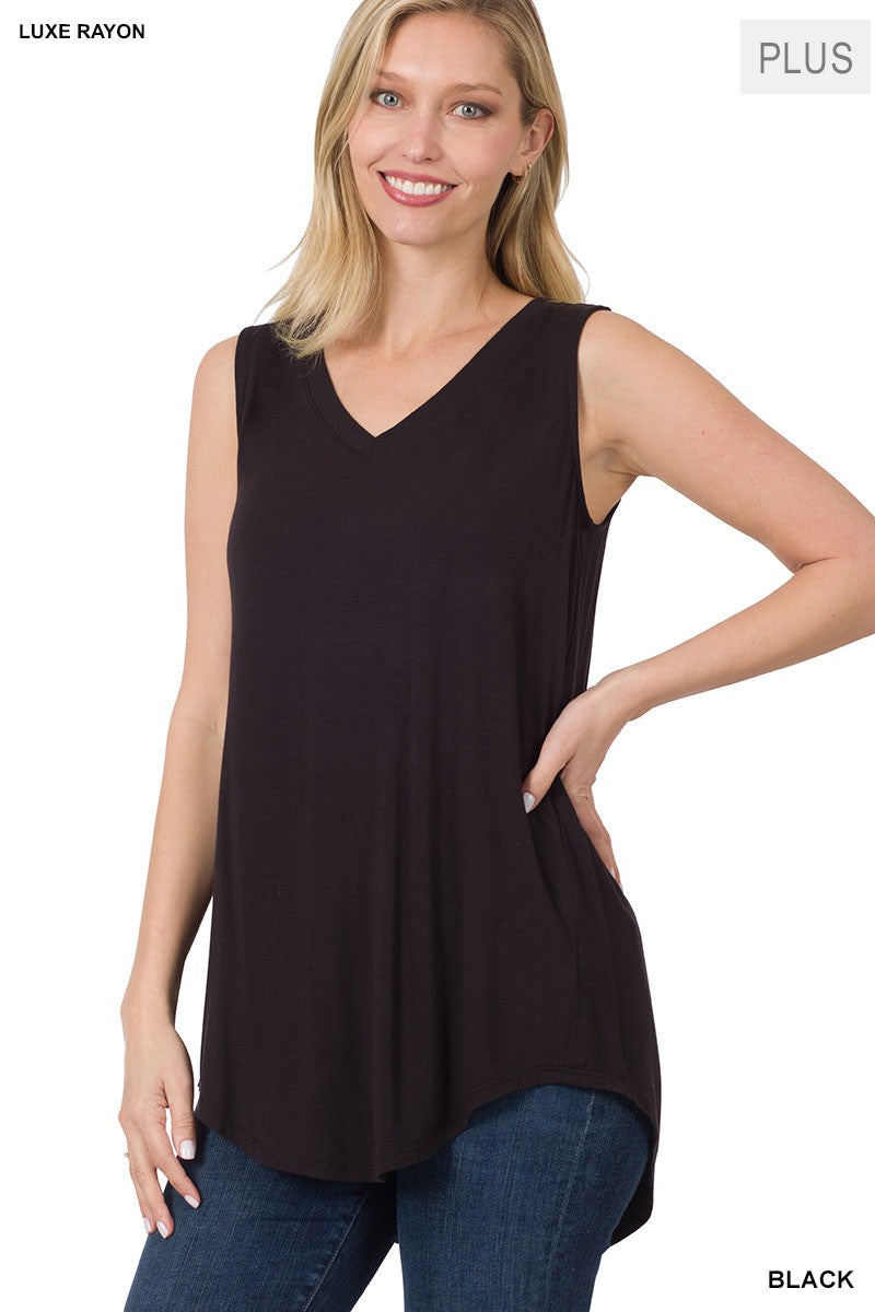 Hazel Curvy Basic V-Neck Tank