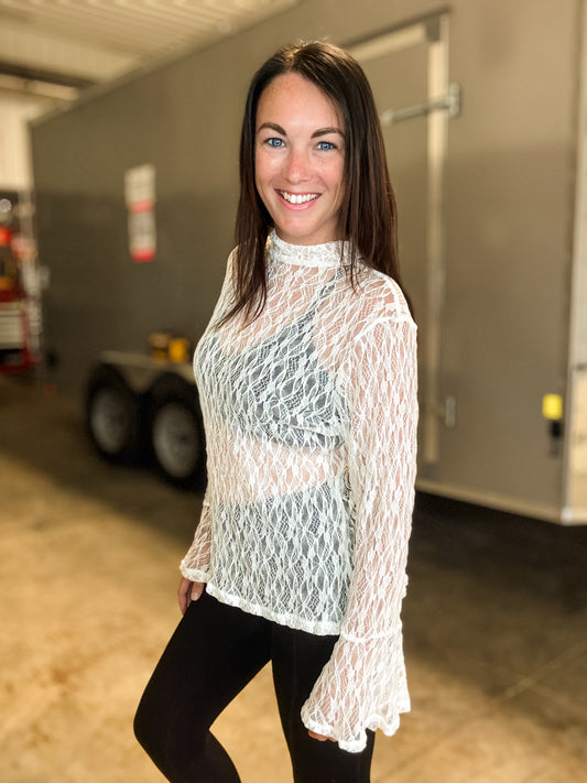 Layering Lace Bell Sleeve Top