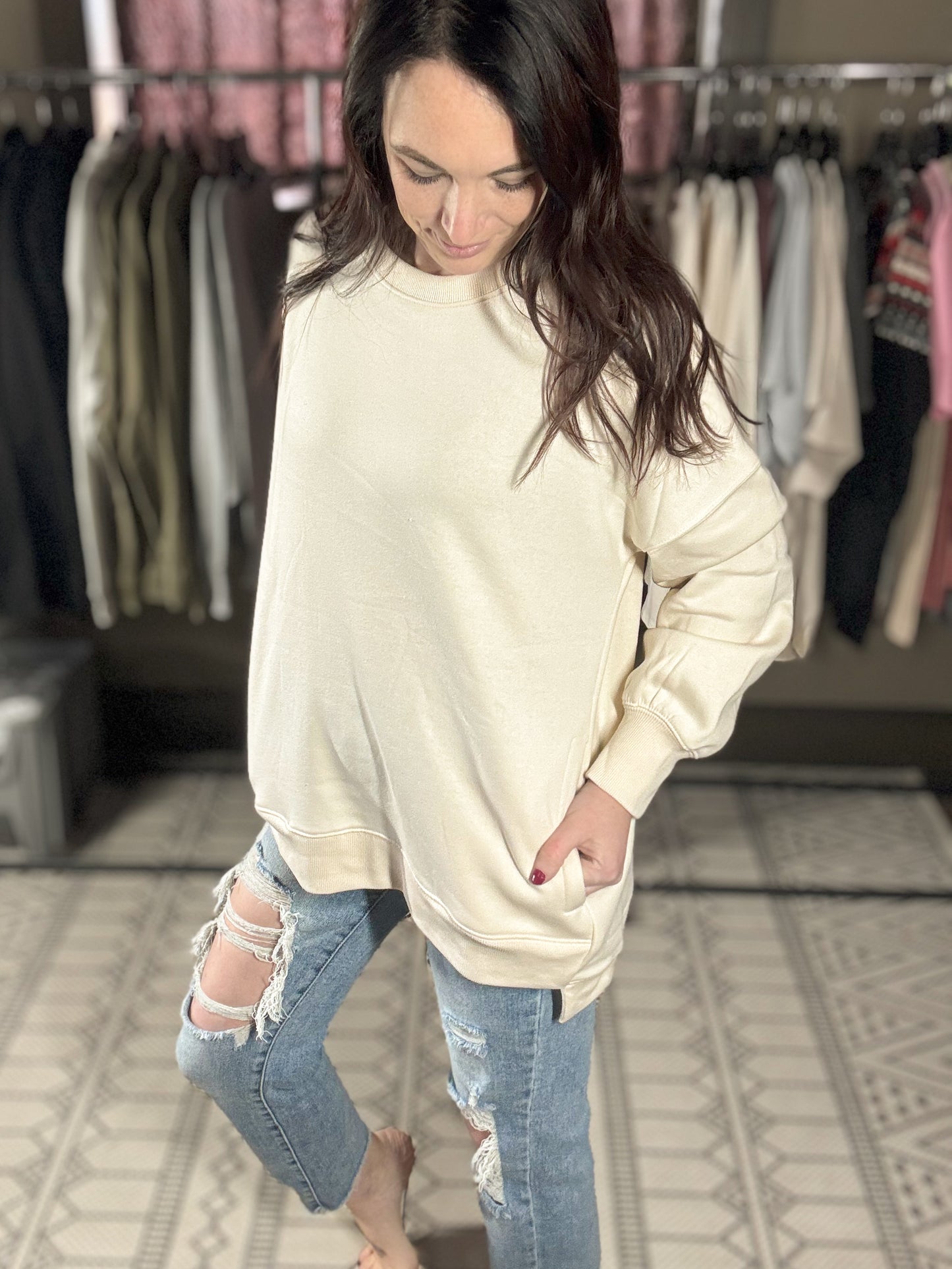 High-Low Boyfriend Sweatshirt