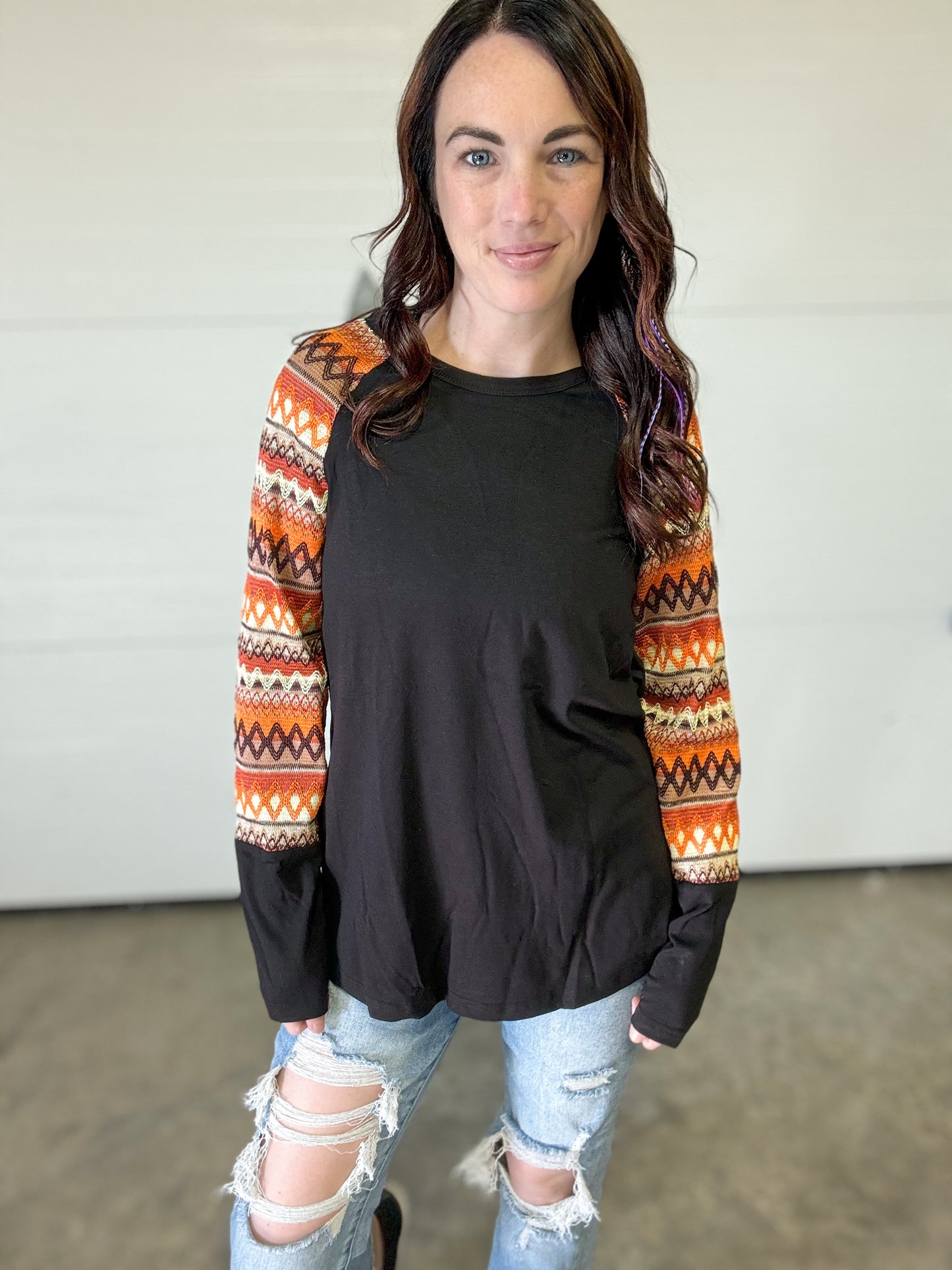 Geometric Pattern Long Sleeve Tee