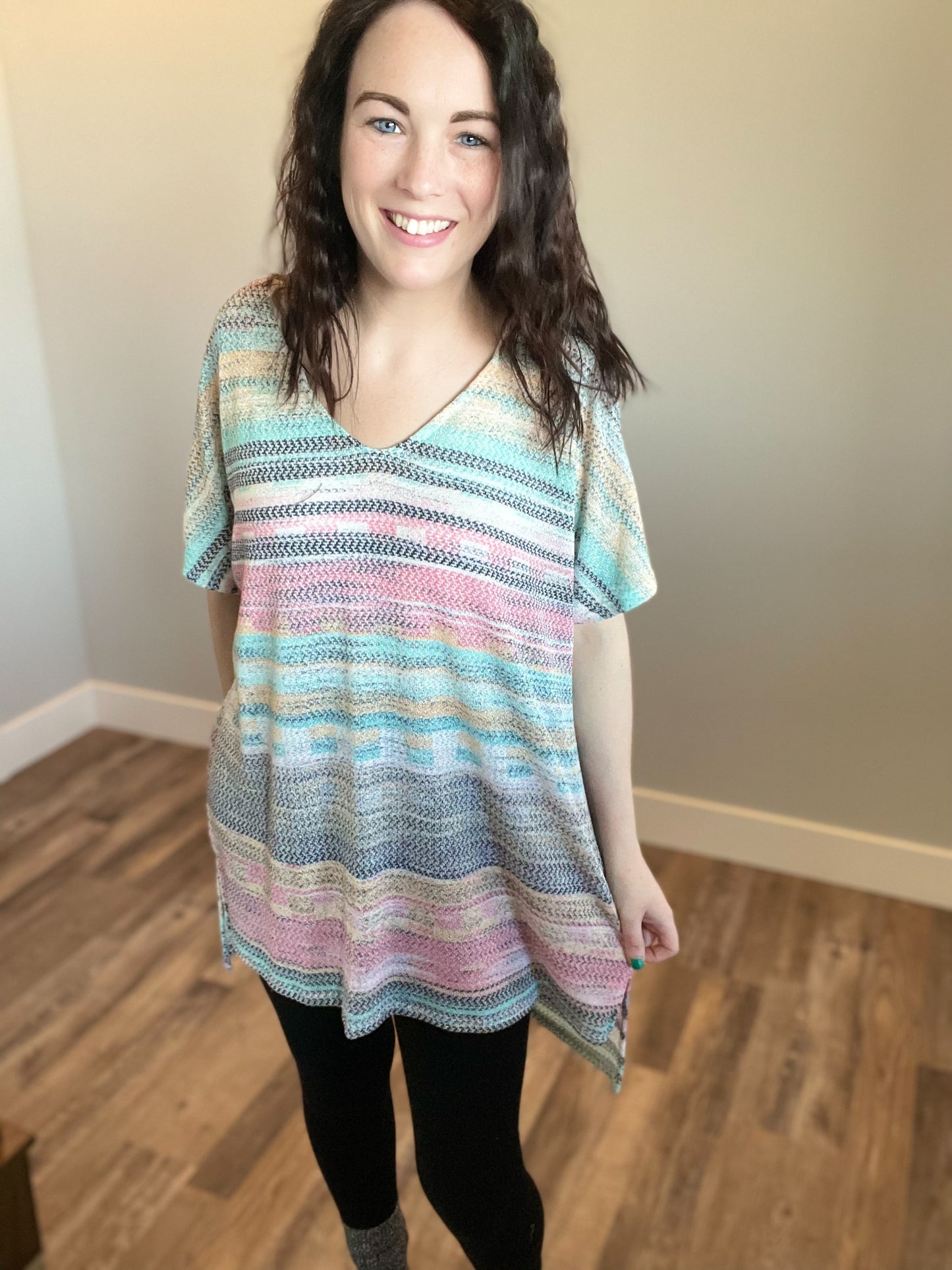 Lily Multicolor Knit Curvy Top