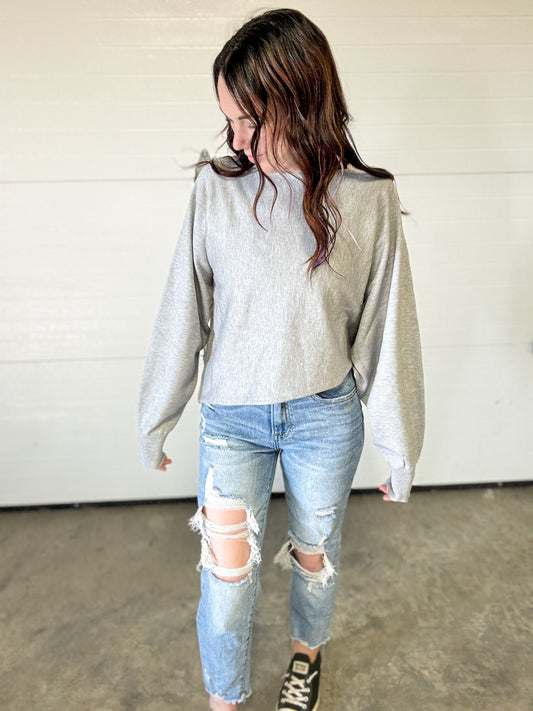 Jewel Asymmetric Hem Sweater