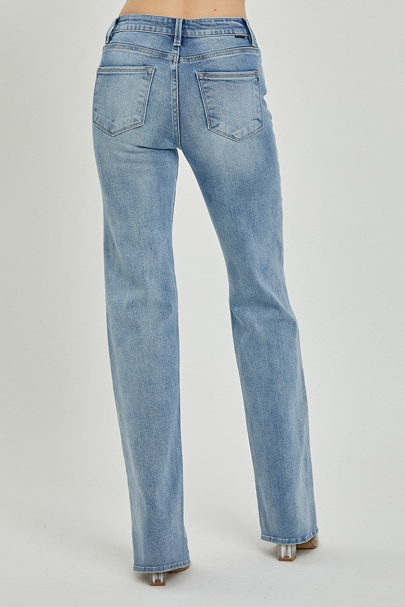 Risen Long Inseam Straight Denim