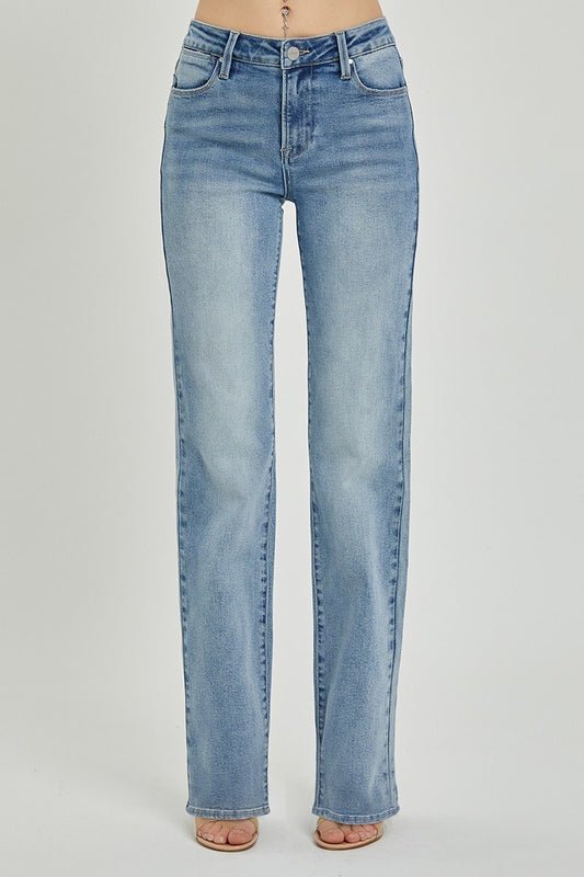 Risen Long Inseam Straight Denim